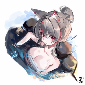 1girl animal_ears bbeedol breasts large_breasts neneko_mashiro stellive tagme towel