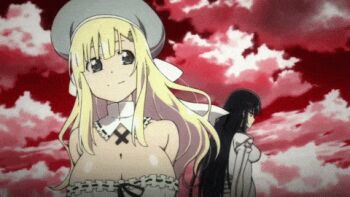 10s animated animated_gif asuka_(senran_kagura) bare_shoulders black_hair blonde_hair bouncing_breasts breasts brown_hair child cleavage closed_eyes dark-skinned_female dark_skin dress everyone eyepatch flat_chest gothic_lolita green_hair grin hair_ribbon haruka_(senran_kagura) hibari_(senran_kagura) hikage_(senran_kagura) homura_(senran_kagura) ikaruga_(senran_kagura) katsuragi_(senran_kagura) large_breasts lolita_fashion long_hair lowres marvelous midriff mirai_(senran_kagura) multiple_girls necktie official_art open_mouth pink_hair ponytail ribbon scarf screencap senran_kagura short_hair short_twintails skirt smile sweater_vest sword thighhighs tongue twintails weapon yagyu_(senran_kagura) yomi_(senran_kagura)