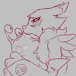 1girl animated black_sclera blush colored_sclera digimon digimon_(creature) fox_girl french_kiss furry furry_female kiss numemon renamon spot_color tagme ungulatr video