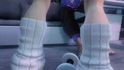 1boy 1girl 3d animated ass black_panties breasts double_bun exercising eyewear_on_head hair_bun headset highleg highleg_panties highres indoors leg_warmers li-fen long_sleeves luke_sullivan midriff panties plaid_clothes plaid_skirt skirt squatting street_fighter street_fighter_6 tagme thong underboob underwear video virt-a-mate