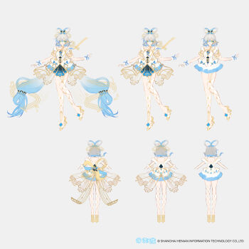 Rule 34 | 6+girls, back, blue dress, blue hair, blue ribbon, blue skirt, bud, chinese commentary, chinese hairpin, closed mouth, commentary request, dress, fortissimo, full body, glove bow, gloves, green eyes, grey background, grey hair, hair ornament, high heels, highres, legs, long hair, looking at viewer, luo tianyi, mage staff, multicolored hair, multiple girls, multiple views, muscular, muscular female, music, musical note, musical note belt, musical note hair ornament, musical note ornament, musical staff, musical staff print, pantyhose, reference sheet, ribbon, satsuya, shirt, short hair, simple background, skinny, skirt, smile, socks, staff, standing, tree, twintails, very long hair, vocaloid, vsinger (vocaloid), white dress, white gloves, white hair, white shirt