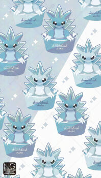 alolan_form alolan_sandslash alternate_color claws commentary cup diamond_(shape) gen_7_pokemon highres ice_spikes looking_at_viewer meme_(sleepsheep) nintendo no_humans pokemon pokemon_(creature) pokemon_focus shiny_and_normal shiny_pokemon spikes symbol-only_commentary