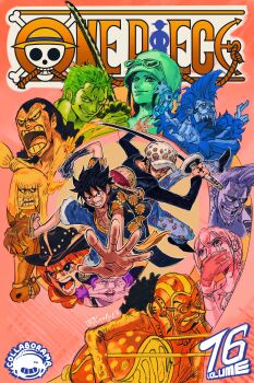 Rule 34 | 2girls, 6+boys, absurdres, bartolomeo, black coat, black hair, cavendish (one piece), coat, comic cover redraw, commentary, copyright name, crossed fingers, crying, derivative work, eyewear on head, facial hair, farul, franky (one piece), full body, gloves, goatee, goggles, hair slicked back, hat, highres, holding, holding sword, holding weapon, horse, kornart, kurozumi kanjuro, kyros (one piece), leo (one piece), long nose, mini person, miniboy, monkey d. luffy, multiple boys, multiple girls, nico robin, numbered, one eye closed, one piece, open mouth, pompadour, rebecca (one piece), roronoa zoro, sabo (one piece), scar, scar across eye, scar on face, sharp teeth, sideburns, smile, straw hat, sunglasses, sword, tears, teeth, trafalgar law, usopp, weapon