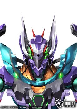 Rule 34 | animal ears, cat ears, commentary request, company name, copyright logo, copyright name, copyright notice, english text, funnels (gundam), gfred, gundam, gundam card game, gundam gquuuuuux, kenko (a143016), logo, looking at viewer, mecha, mecha focus, mobile suit, no humans, official art, portrait, realistic, robot, science fiction, simple background, solo, sunrise (company), title, upper body, white background, zeon