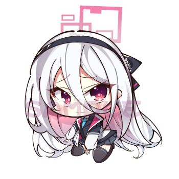 Rule 34 | 1girl, absurdres, artist name, between legs, black bow, black hairband, black jacket, black skirt, black thighhighs, black vest, blue archive, blue necktie, blush, bow, chibi, chibi only, chinese commentary, clip studio paint (medium), closed mouth, collared shirt, colored inner hair, commentary request, double-parted bangs, gradient hair, hair between eyes, hair bow, hairband, halo, hand between legs, highres, jacket, kei (blue archive), long bangs, long hair, long hair between eyes, long sleeves, looking at viewer, making-of available, merchandise available, multicolored hair, multicolored jacket, necktie, no shoes, open clothes, open jacket, parody, pink hair, pink halo, pink jacket, pleated skirt, puffy long sleeves, puffy sleeves, rectangular halo, red eyes, sample watermark, school uniform, seiza, shirt, simple background, sitting, skirt, solo, split mouth, style parody, thighhighs, two-sided fabric, two-sided jacket, two-tone hair, very long hair, vest, watermark, wavy mouth, white background, white hair, white jacket, white shirt, yujiri