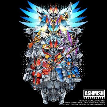 Rule 34 | 6+boys, antennae, armor, ashmish, belt, black bodysuit, blay rouzer, blue eyes, blue wings, bodysuit, cho kamen rider den-o &amp; decade neo generations: the onigashima warship, compound eyes, den-o belt, dengasher sword mode, denliner, gloves, glowing, glowing eyes, helmet, holding, holding weapon, horns, k-taros, kamen rider, kamen rider den-o, kamen rider den-o (ax form), kamen rider den-o (gun form), kamen rider den-o (liner form), kamen rider den-o (plat form), kamen rider den-o (rod form), kamen rider den-o (series), kamen rider den-o (sword form), kamen rider den-o (wing form), kamen rider den-o super climax form, looking at viewer, male focus, mask, multiple boys, purple eyes, red armor, red eyes, rider belt, shoulder armor, standing, sword, tokusatsu, upper body, weapon, wings, yellow eyes