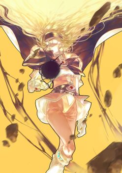 1girl armor black_headband boots cape casting_spell circlet cosplay earrings ene_(ike1001) gloves headband jewelry lina_inverse lina_inverse_(cosplay) long_hair magic magical_girl non-web_source orange_hair pauldrons shoulder_armor slayers slayers_next slayers_try solo spell sphere_earrings