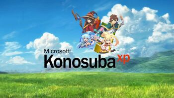 aqua_(konosuba) darkness_(konosuba) highres kono_subarashii_sekai_ni_shukufuku_wo! megumin microsoft_windows non-web_source parody satou_kazuma windows_xp