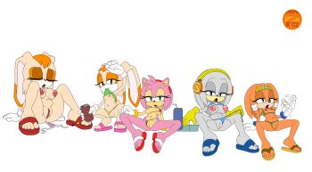 5girls amy_rose cream_the_rabbit loli multiple_girls nipples nude pussy sonic_(series) swimsuit tikal_the_echidna vanilla_the_rabbit zeta_r-02 zeta_the_echidna