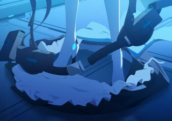 1girl ammunition_pouch apron artist_request blue_archive boots game_cg high_heel_boots high_heels highres non-web_source official_art pouch skirt solo toki_(blue_archive) undressing unworn_apron unworn_skirt white_boots