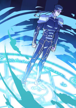 1boy blue_hair closed_eyes cu_chulainn_(fate) cu_chulainn_(fate/stay_night) cu_chulainn_(lancer)_(fate) earrings fate/stay_night fate_(series) jewelry kon_manatsu long_hair magic_circle male_focus ponytail sexy44 solo summoning