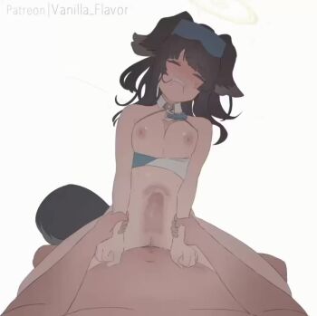 1boy 1girl animal_ears animated artist_name black_hair blue_archive bouncing_breasts breasts censored clenched_teeth closed_eyes commentary cowgirl_position detached_collar dog_ears dog_girl dog_tail erection expressive_tail facing_viewer feet_out_of_frame female_pubic_hair floppy_ears girl_on_top goggles goggles_on_head halo hetero hibiki_(blue_archive) hibiki_(cheer_squad)_(blue_archive) holding_another's_wrists large_penis lillithmrngstrr_(voice_actor) long_hair looping_animation lying medium_breasts missionary moaning mosaic_censoring nipples official_alternate_costume on_back paid_reward_available patreon_username penis pov pov_crotch pov_hands pubic_hair sex simple_background solo_focus sound sparse_pubic_hair star_(symbol) star_sticker sticker sticker_on_face straddling tagme tail tail_wagging teeth uterus vaginal vanilla_flavor_(parfum-fraise) video white_background x-ray yellow_halo