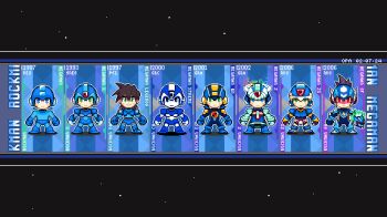 Rule 34 | 6+boys, blue bodysuit, bodysuit, brown hair, character request, chineseninja, commentary, copyright request, dated, english commentary, full body, helmet, male focus, mega man (character), mega man (classic), mega man (series), mega man battle network (series), mega man legends, mega man legends (series), mega man star force (series), mega man volnutt, mega man x (series), mega man zero (series), mega man zx, megaman.exe, multiple boys, pixel art, star force mega man, x (mega man)