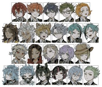 6+boys :3 :d :o ace_trappola ahoge animal_ear_fluff animal_ears antenna_hair aqua_hair asymmetrical_bangs azul_ashengrotto bags_under_eyes black-framed_eyewear black_border black_eyes black_hair black_horns black_jacket black_shirt black_streaks blazer blonde_hair blue_eyes blue_hair blue_lips blunt_bangs blunt_ends bob_cut border bow bowtie braid braided_sidelocks brown_hair cardigan cater_diamond choppy_bangs closed_mouth club_(shape) club_facial_mark collared_shirt colored_eyelashes commentary_request crossed_bangs crown_braid curtained_hair dark-skinned_male dark_skin deuce_spade diagonal-striped_bow diagonal-striped_bowtie diagonal-striped_clothes diagonal-striped_necktie diagonal_bangs diamond_(shape) diamond_facial_mark diasomnia_dorm dot_nose dragon_boy dragon_horns earrings epel_felmier everyone expressionless facial_mark feather_hair_ornament feathers fiery_hair floyd_leech frilled_shirt_collar frills frown gold_earrings gold_trim gradient_hair green_eyes green_hair grey-framed_eyewear grey_eyes grey_hair grin hair_between_eyes hair_ornament hair_pulled_back hair_slicked_back hat_feather headband headphones headphones_around_neck heart_antenna_hair heartslabyul_dorm heterochromia highres hood hood_down hoodie horns hyena_boy hyena_ears idia_shroud inset_border jack_howl jacket jade_leech jamil_viper jewelry kalim_al-asim leona_kingscholar light_frown lilia_vanrouge lion_boy lion_ears long_bangs long_hair looking_ahead looking_at_viewer loose_necktie male_focus malleus_draconia mask medium_hair mole mole_under_mouth mullet multicolored_hair multiple_boys muted_color necklace necktie night_raven_college_school_uniform octavinelle_dorm open_mouth orange_hair ortho_shroud outside_border pale_skin parted_bangs partially_unbuttoned pink_streaks pointy_ears pomefiore_dorm portrait purple_hair raised_eyebrows red_eyes red_hair red_hoodie respirator riddle_rosehearts rook_hunt round_eyewear ruggie_bucchi savanaclaw_dorm scar scar_across_eye scar_on_face school_uniform sebek_zigvolt serious shaded_face sharp_teeth shirt short_eyebrows short_hair sideways_glance silver_vanrouge simple_background single_earring smile smirk spade_(shape) spade_facial_mark streaked_hair striped_bow striped_bowtie striped_clothes swept_bangs tareme teeth tooth_necklace trey_clover twin_braids twisted_wonderland ureyyyyy v-shaped_eyebrows very_short_hair vest vil_schoenheit white_background white_eyes white_hair white_shirt wolf_boy wolf_cut wolf_ears yellow_cardigan yellow_eyes yellow_headband yellow_vest