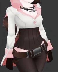 10s 1girl 3d animated artistic_error beads belt black_gloves bouncing bouncing_breasts breasts brown_belt brown_corset brown_hair brown_pants buckle cleavage clipping collar corset cropped_jacket cuffs dainapp female_focus gloves grey_background head_out_of_frame hip_focus interpolated jacket jewelry long_hair long_sleeves lowres medium_breasts ms901 multicolored_hair necklace neopolitan_(rwby) pants pink_cuffs pink_hair pink_trim resized rwby simple_background solo swaying third-party_edit two-tone_hair upscaled video walking white_jacket