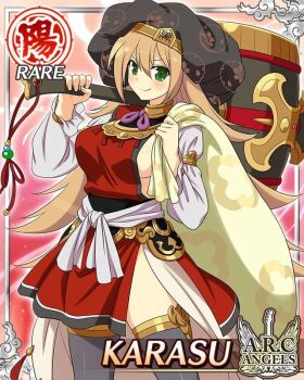 10s 1girl breasts female_focus green_eyes karasu_(senran_kagura) large_breasts long_hair orange_hair senran_kagura solo