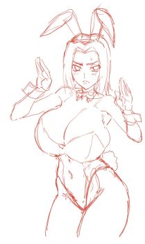 1girl breasts code_geass highres huge_breasts iwao178 kouzuki_kallen playboy_bunny solo