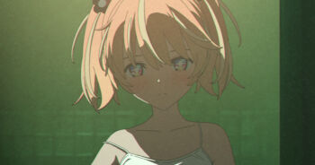 +_+ 1girl 3d blender_(medium) blonde_hair bright_pupils cel_rendering closed_mouth collarbone commentary english_commentary expressionless film_grain flower green_theme hair_flower hair_ornament indoors looking_at_viewer medium_hair mixed-language_commentary multicolored_eyes multicolored_hair orange_hair pink_eyes portrait purple_eyes rinne_(rinrinne) rinrinne rinrinne39_(artist) solo spaghetti_strap split_mouth straight-on streaked_hair two_side_up virtual_youtuber wall white_pupils