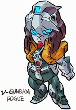 aburaya_tonbi anna_marie char&#039;s_counterattack character_name gundam marvel mecha mechanization nu_gundam robot rogue_(x-men) simple_background white_background x-men