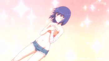 10s 1girl animated animated_gif ass back bakemonogatari bandages barefoot blush body_blush breasts closed_eyes clothes_lift cutoffs denim denim_shorts eyebrows female_focus groin hands_on_own_chest hug hugging_object indoors kanbaru_suruga legs lips long_hair looking_at_viewer lowres lying monogatari_(series) navel nisemonogatari nude on_stomach outdoors pillow pillow_hug pillow_princess shirt_lift short_shorts shorts solo undressing
