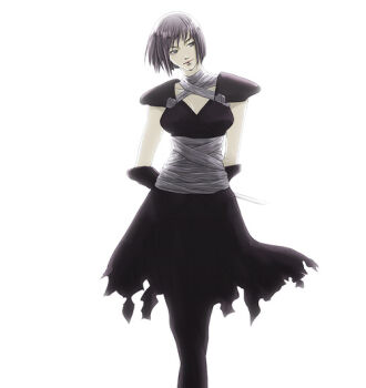 Rule 34 | 1girl, armor, arms behind back, assassin (ragnarok online), bandages, bandages over clothes, black cape, black pants, black shirt, breasts, cape, commentary request, cowboy shot, dated commentary, grey eyes, grey hair, looking to the side, medium breasts, oomojiya, pants, pauldrons, ragnarok online, shirt, short hair, shoulder armor, simple background, solo, waist cape, white background