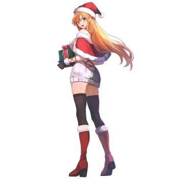 1girl breasts christmas code_geass green_eyes hat highres large_breasts long_hair orange_hair santa_hat shirley_fenette