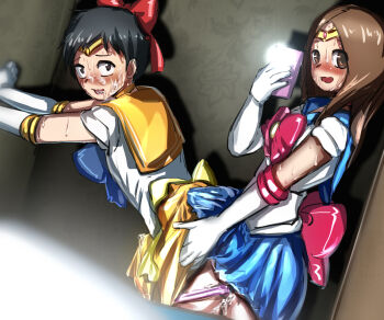 Rule 34 | 1boy, 1futa, anal, black eyes, black hair, blush, brown eyes, brown hair, cellphone, crossdressing, crossdressing (mtf), cum, cum on body, elbow gloves, facial, femdom, futa with male, futanari, gloves, hair ribbon, implied futanari, karakai jouzu no takagi-san, long hair, male penetrated, nishikata, phone, raitaroo, red ribbon, ribbon, sex, sex from behind, short hair, skirt, sweat, takagi-san