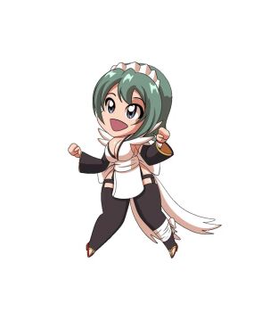 1girl animated black_hair breasts chibi cleavage dancing dragon_half highres iroha_(samurai_spirits) large_breasts maid maid_headdress parody samurai_spirits snk solo tagme tedbob84 video