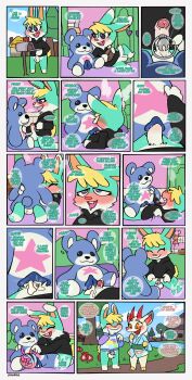 2022 absurdres animal_crossing animal_ears artist_name bed closed_eyes comic crushpepper cum deer deer_girl happy highres hooves horns inanimate_object indoors mailbox nintendo on_bed rabbit rabbit_boy sasha_(animal_crossing) sex_toy shino_(animal_crossing) smile speech_bubble standing stuffed_toy talking toy