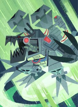 android armor artist_request cannon claws digimon digimon_(creature) fangs full_armor highres looking_at_viewer machine mecha mugendramon no_humans open_mouth robot sharp_teeth simple_background solo tail teeth wire