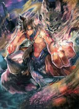 Rule 34 | 1boy, animal ears, commentary, english commentary, fire emblem, fire emblem: radiant dawn, fire emblem cipher, highres, jewelry, laguz (fire emblem), male focus, medium hair, navel, necklace, nejita, nintendo, no nipples, official art, scan, solo, third-party source, toned, toned male, tooth necklace, topless male, volug (fire emblem), wolf, wolf boy, wolf ears