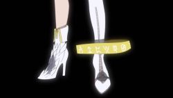 1girl angel_wings angewomon animated armor black_background blonde_hair bodysuit breastplate breasts character_name collar cowboy_shot curvy digimon digimon_(creature) digimon_adventure:_(2020) dress evolution full_armor gauntlets glint helmet holding holding_polearm holding_spear holding_weapon lance large_breasts lipstick long_hair makeup midriff multicolored_hair multiple_wings navel ofanimon outline pauldrons polearm shoulder_armor simple_background smile spear tattoo two-tone_hair very_long_hair video weapon wings