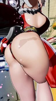 1girl 3d animated ass ass_focus ass_shake bare_legs breasts cleavage curvy full_body hand_fan high_ponytail highleg highleg_leotard highres huge_ass large_breasts leotard leotard_under_clothes long_hair ponytail red_leotard revealing_clothes ryona shiny_skin shiranui_mai skindentation snk squatting tagme the_king_of_fighters third-party_edit very_long_hair video video_game_screencap wide_hips