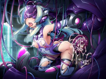 1girl amakubo_yuri anal arm_held_back ass bdsm blush bondage bound breasts brooch cable cum cum_in_pussy cum_on_ass cum_on_body elbow_gloves exs-tia_flora game_cg gloves head-mounted_display headgear inoino jewelry kouyoku_senki_exs-tia large_variant_set leotard long_hair machine nipple_clamps nipples no_pants non-web_source official_art open_mouth rape restrained sex_machine small_breasts solo stationary_restraints tentacle_sex tentacles thighhighs tongue tongue_out torn_clothes torn_leotard twintails vaginal variant_set white_thighhighs