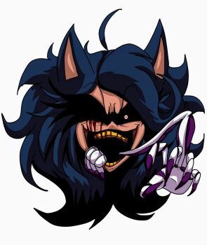 1girl blood bloody_tears body_horror bone claws colored_teeth crying crying_with_eyes_open genderswap genderswap_(mtf) jmccormick long_hair looking_at_viewer lord_x_(sonic.exe) milady_x_(jmc) open_mouth personification smile sonic.exe sonic_(series) tears yellow_teeth