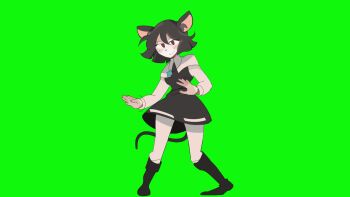 1girl animal_ear_fluff animal_ears animated animated_gif black_boots bob_cut boots dancing freckles full_body green_background grey_hair grey_skirt grey_vest grin highres jewelry kappce long_sleeves looking_at_viewer looping_animation meme mouse_ears mouse_girl mouse_tail nazrin necklace pantyhose pendant rat_dance_(meme) red_eyes shirt short_hair simple_background skirt skirt_set smile solo tail touhou vest white_pantyhose white_shirt
