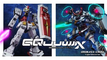 3d absurdres aqua_eyes artist_name beam_shield commentary_request copyright_name earth_federation_space_forces energy_sword glowing glowing_eyes gquuuuuux gundam gundam_gquuuuuux highres holding holding_sword holding_weapon inviter_oro logo machinery mecha mecha_focus mobile_suit mobile_suit_gundam nebula no_humans robot roundel rx-78-2_gundam science_fiction shield signature space star_(sky) sword title twitter_username v-fin weapon yellow_eyes