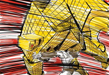 Rule 34 | 2boys, abs, battle, biceps, blue skin, colored skin, epic, fighting, geronimo (kinnikuman), groin, highres, kinnikuman, large pectorals, long hair, manly, monster boy, motion lines, multiple boys, muscular, open mouth, pectorals, size difference, sunshine (kinnikuman), sushio