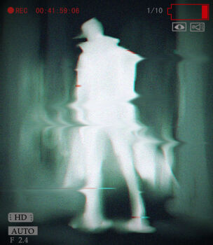 1boy battery_indicator cryptid distortion fake_screenshot film_grain glowing hat jojo_no_kimyou_na_bouken less_end long_coat night-vision_device night_vision fake_phone_screenshot recording solo timestamp viewfinder