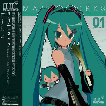 1girl 2channel 3d absurdres animasa_model_(mikumikudance) antenna_hair aqua_eyes aqua_hair aqua_nails aqua_necktie ascii_art bare_shoulders black_sleeves blush bokoboko_ni_shiteyan_yo commentary detached_sleeves emoticon english_commentary english_text food grey_shirt hair_between_eyes hair_ornament hatsune_miku headphones headset highres holding holding_food holding_spring_onion holding_vegetable kaomoji kio_(majin_kz) long_hair looking_at_viewer miku_miku_ni_shite_ageru_(vocaloid) mikumikudance_(medium) necktie shirt skirt sleeveless sleeveless_shirt smile solo spring_onion twintails variant_set vegetable very_long_hair vocaloid
