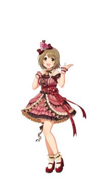 Rule 34 | 1girl, brown eyes, brown hair, dress, full body, hair ornament, hairband, high heels, idol clothes, idolmaster, idolmaster cinderella girls, idolmaster cinderella girls starlight stage, mimura kanako, official art, open mouth, solo, transparent background, wrist cuffs