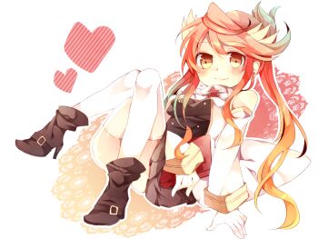 Rule 34 | belt, book, boots, buckle, detached sleeves, duel monster, gagaga clerk, gloves, hair ornament, high heel boots, high heels, highres, long hair, nayuta (scarlet-noize), orange eyes, orange hair, shoes, skirt, thighhighs, white gloves, yu-gi-oh!, yuu-gi-ou, yu-gi-oh! duel monsters