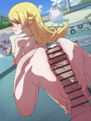 1boy 1girl absurdres animated anus ass bakemonogatari bar_censor barefoot blonde_hair blue_sky blurry blurry_background censored closed_mouth cloud completely_nude cum cum_on_ass cum_on_body cum_on_feet ejaculation erection fang fang_out feet flower foot_focus foot_pussy footjob from_behind funen_gomi_m glansjob hand_fan hetero highres holding holding_fan huge_filesize incense_burner indoors large_penis light_blush loli long_hair looking_at_viewer looking_back lying male_squirt matching_hair/eyes monogatari_(series) nude on_stomach oshino_shinobu paid_reward_available paper_fan pastry_box penis plate pointy_ears post_orgasm_torture pov pov_crotch reverse_footjob sky sliding_doors smile soles solo_focus sound summer sunflower tagme tatami thighs toes tongue tongue_out two-footed_footjob uchiwa veins veiny_penis video yellow_eyes