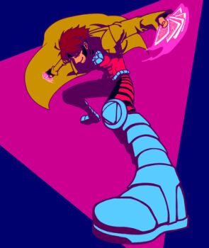 card coat gambit lowres male_focus marvel red_eyes staff trench_coat x-men