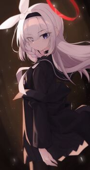 Rule 34 | 1girl, absurdres, black choker, black coat, black eyes, black hairband, black pantyhose, black sailor collar, black serafuku, black shirt, black skirt, blue archive, bow, braid, choker, closed mouth, coat, colored inner hair, commentary request, eyes visible through hair, hair over one eye, hairband, halo, highres, jacket, korean commentary, long hair, long sleeves, looking at viewer, mochi (jun2743), multicolored hair, neckerchief, open clothes, pantyhose, pink hair, plana (blue archive), pleated skirt, red halo, red pupils, sailor collar, school uniform, serafuku, shirt, single braid, skirt, solo, white bow, white hair, white neckerchief