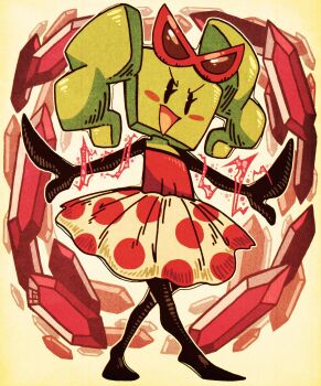 colored_skin dress green_skin highres mario_(series) mimi_(paper_mario) mr.whatshisname nintendo paper_mario smile square super_paper_mario twintails