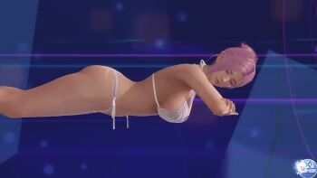 1girl 3d animated ass bikini blue_eyes breasts butt_crack dead_or_alive dead_or_alive_xtreme dead_or_alive_xtreme_venus_vacation elise_(doa) female_focus game_screenshot large_breasts long_hair looking_at_viewer lying on_back pink_hair solo swimsuit tagme tecmo thong thong_bikini video video_game_screencap