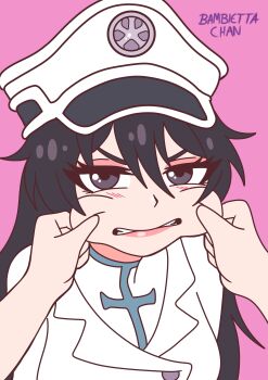 bambietta_basterbine black_hair bleach bleach:_sennen_kessen-hen hat long_hair looking_at_viewer peaked_cap pov