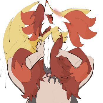 1boy 1girl absurdres animal_ear_fluff animal_ears animal_hands animal_nose arm_behind_head arm_up black_fur blush body_fur claws completely_nude delphox disembodied_hand drooling fangs flat_chest fox_ears fox_girl fox_tail furry furry_female furry_with_non-furry gen_6_pokemon girl_on_top hand_on_another's_chest happy head_back hetero highres interspecies knees_up lying multicolored_fur nintendo nose_blush nude on_back open_mouth pokemon pokemon_(creature) pokephilia pov pussy red_fur red_leopard saliva sex sharp_teeth simple_background sitting sitting_on_person sketch smile snout solo_focus spread_legs stomach tail teeth tongue tongue_out uncensored uvula vaginal white_background white_fur yellow_fur