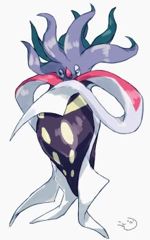 beak closed_mouth commentary_request full_body gen_6_pokemon highres kosokoso_002 looking_at_viewer malamar narrowed_eyes nintendo no_humans pokemon pokemon_(creature) pokemon_focus simple_background solo squid standing tentacles white_background